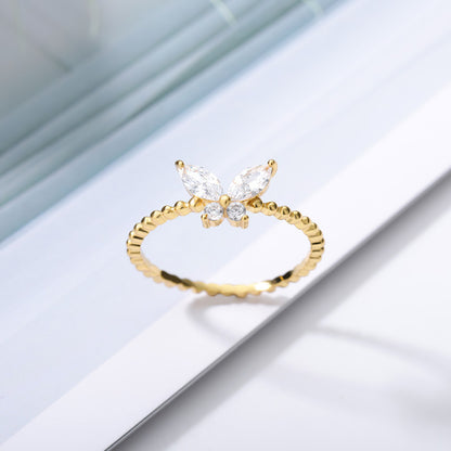 Charm Butterfly Ring For Women Crystal Zircon Rings Gold Silver
