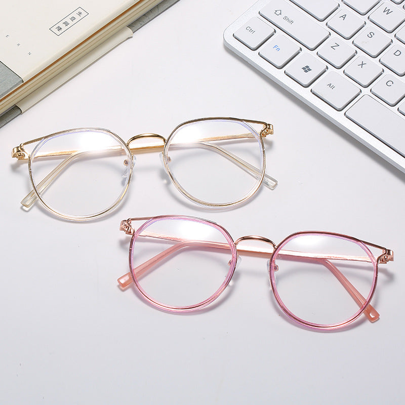 Retro Transparent Metal-frame Finished Myopia Glasses For Men And Women
