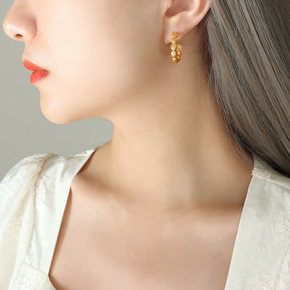 Hong Kong Style Ins Trendy Fashion Commuter Copper Shell C- Shaped Earrings Ear Rings
