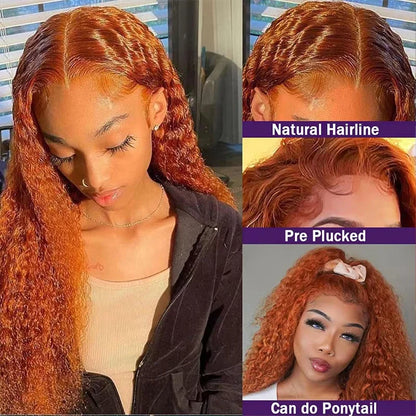 Orange Ginger Lace Front Curly Wigs